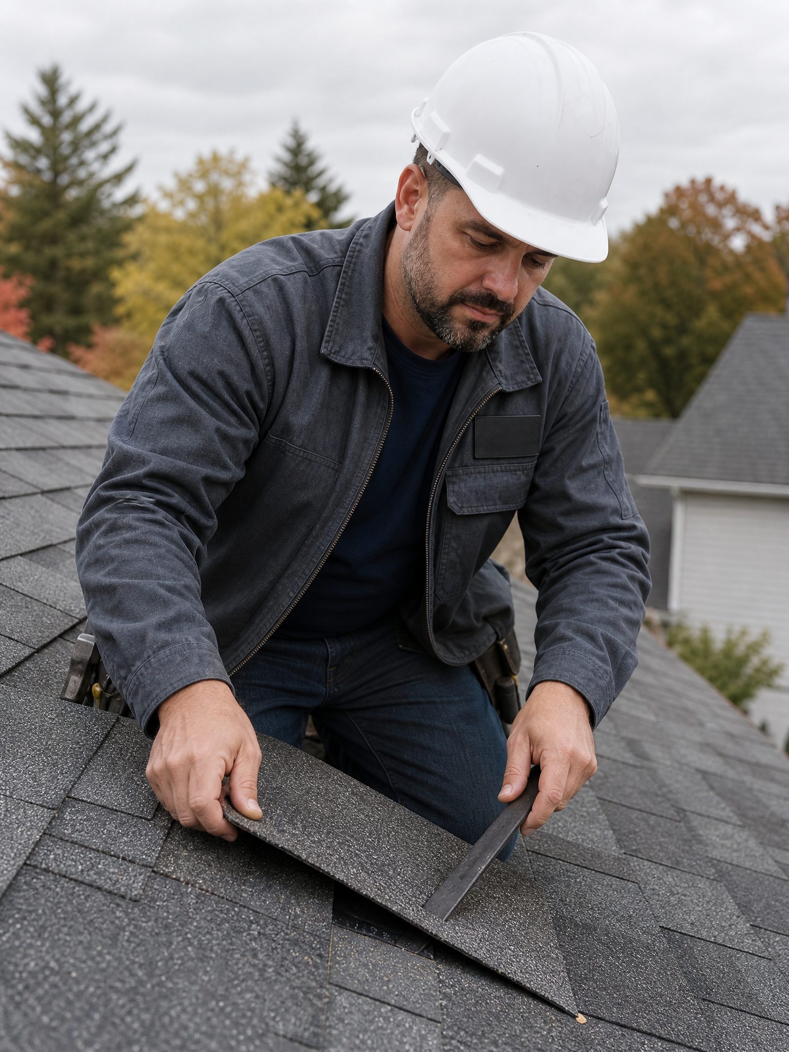 Replacing wind-damaged shingles on a Schenectady roof